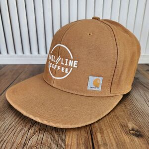 Carhartt Duck Canvas Rail Line Coffee Snapback Hat Cap Brown Logo Farming 101604